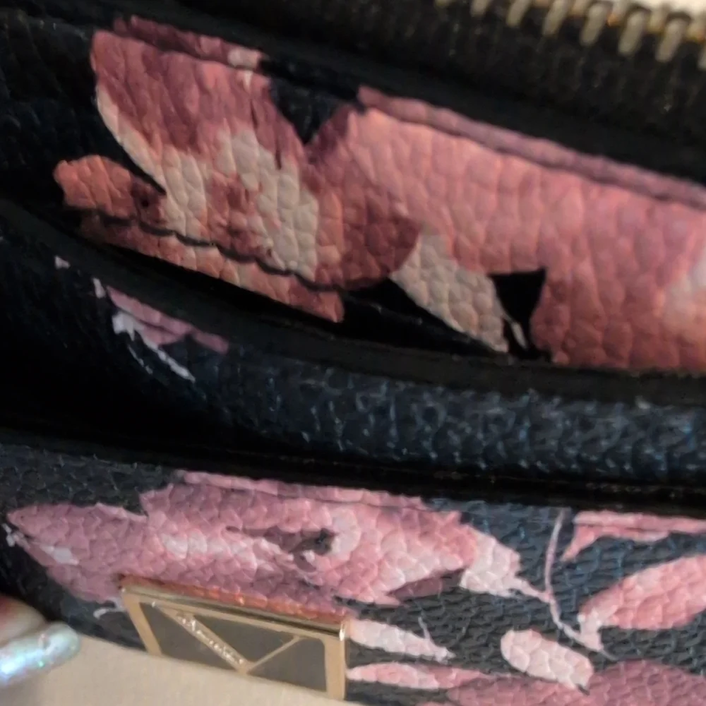 Victoria's Secret Black and Pink Floral Card Holder
